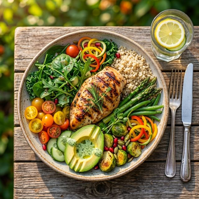 Prato de alimentação saudável